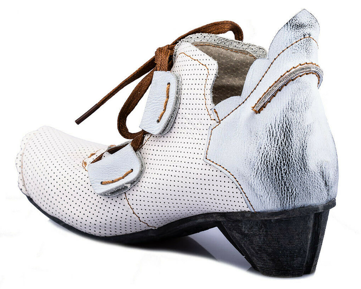 Damenschuhe | TMA 8619 | modischer Damen Halbschuh | Schnürer | Echtleder | weiß | Größen 36 - 42