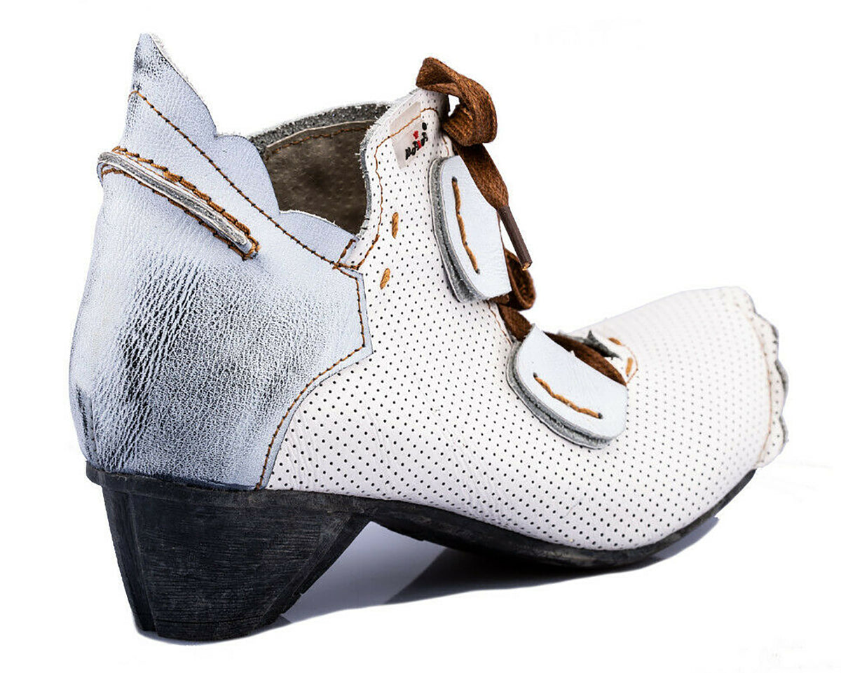 Damenschuhe | TMA 8619 | modischer Damen Halbschuh | Schnürer | Echtleder | weiß | Größen 36 - 42
