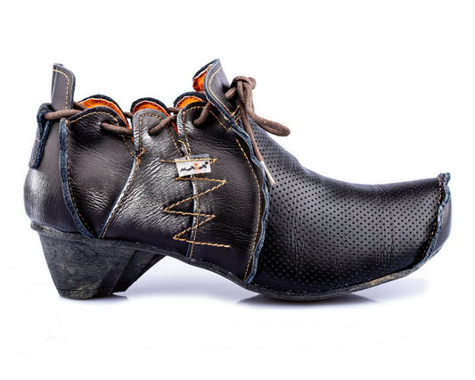 Damenschuhe | TMA 8633 | modischer Damen Halbschuh | Pumps | Slipper | Echtleder | schwarz | Größen 36 - 42
