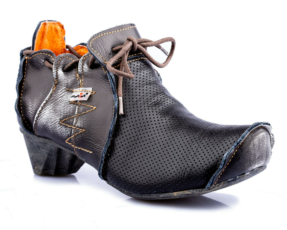 Damenschuhe | TMA 8633 | modischer Damen Halbschuh | Pumps | Slipper | Echtleder | schwarz | Größen 36 - 42