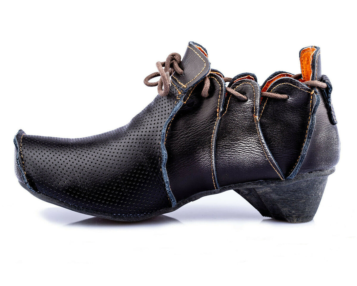 Damenschuhe | TMA 8633 | modischer Damen Halbschuh | Pumps | Slipper | Echtleder | schwarz | Größen 36 - 42