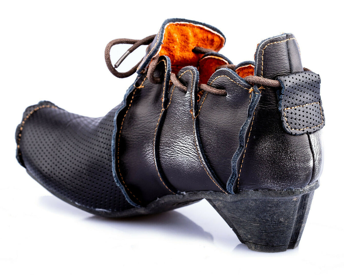 Damenschuhe | TMA 8633 | modischer Damen Halbschuh | Pumps | Slipper | Echtleder | schwarz | Größen 36 - 42