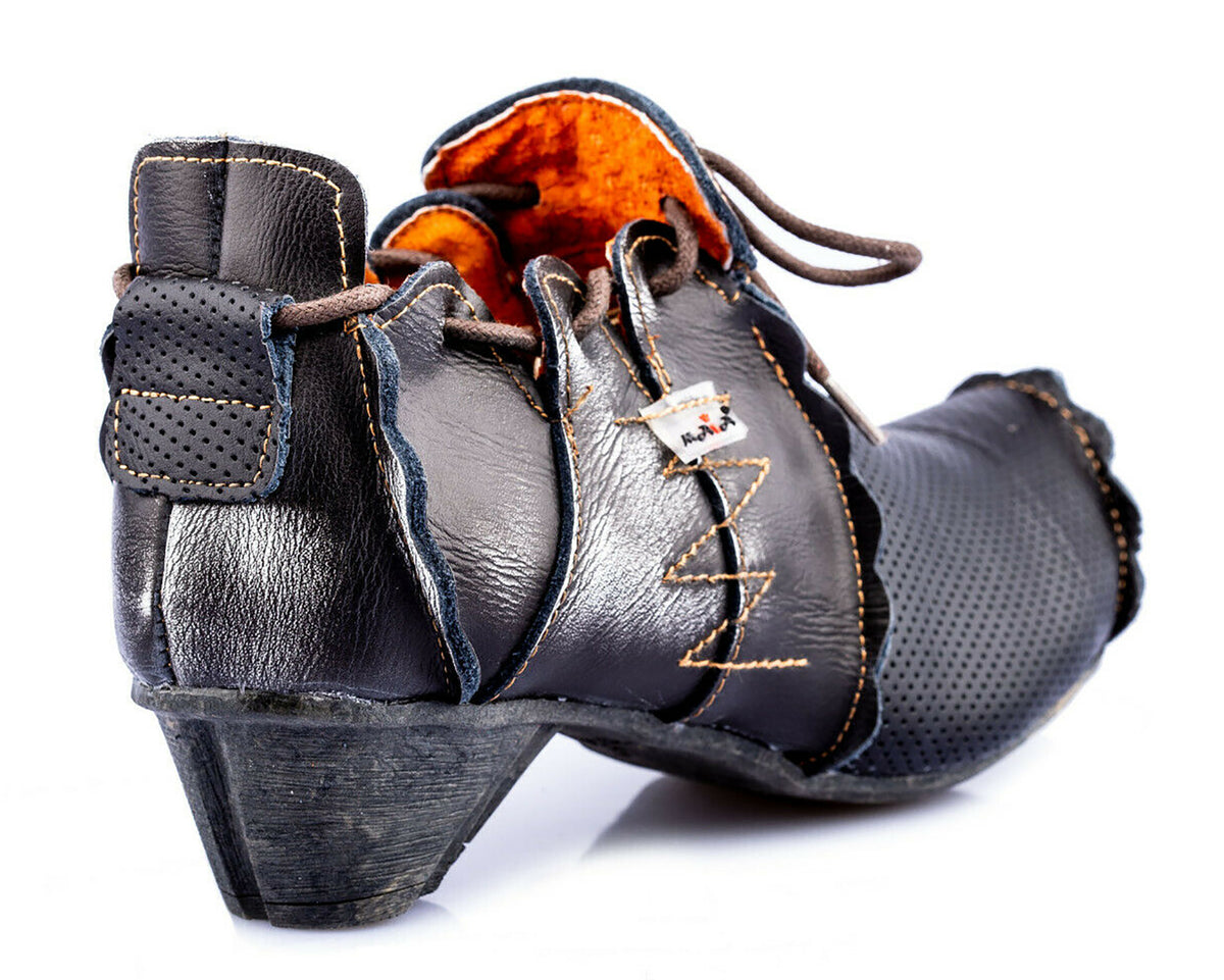 Damenschuhe | TMA 8633 | modischer Damen Halbschuh | Pumps | Slipper | Echtleder | schwarz | Größen 36 - 42