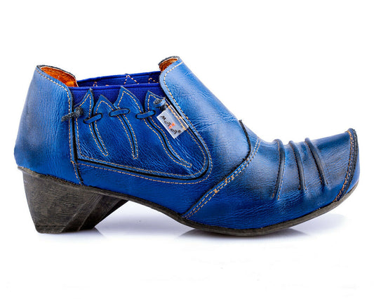 Damenschuhe | TMA 8668 | modischer Damen Halbschuh | Pumps | Slipper | Echtleder | blau | Größen 36 - 42