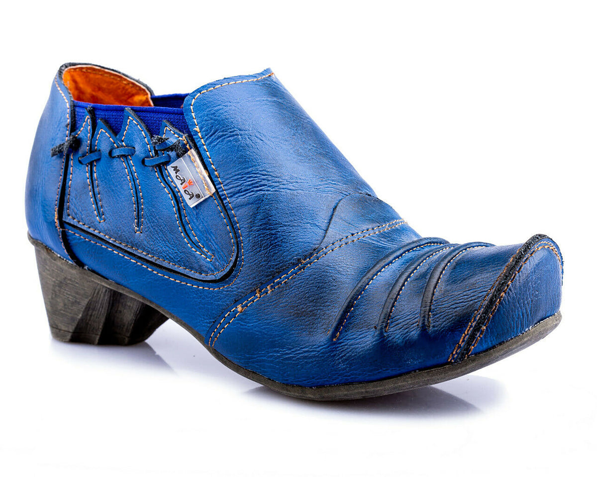 Damenschuhe | TMA 8668 | modischer Damen Halbschuh | Pumps | Slipper | Echtleder | blau | Größen 36 - 42