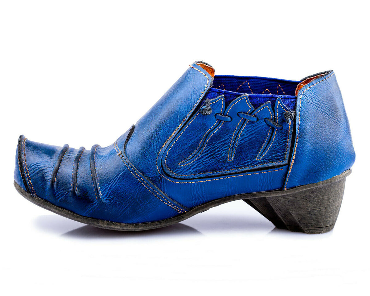 Damenschuhe | TMA 8668 | modischer Damen Halbschuh | Pumps | Slipper | Echtleder | blau | Größen 36 - 42