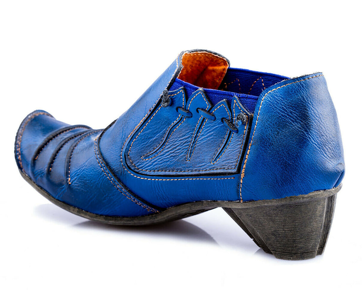 Damenschuhe | TMA 8668 | modischer Damen Halbschuh | Pumps | Slipper | Echtleder | blau | Größen 36 - 42