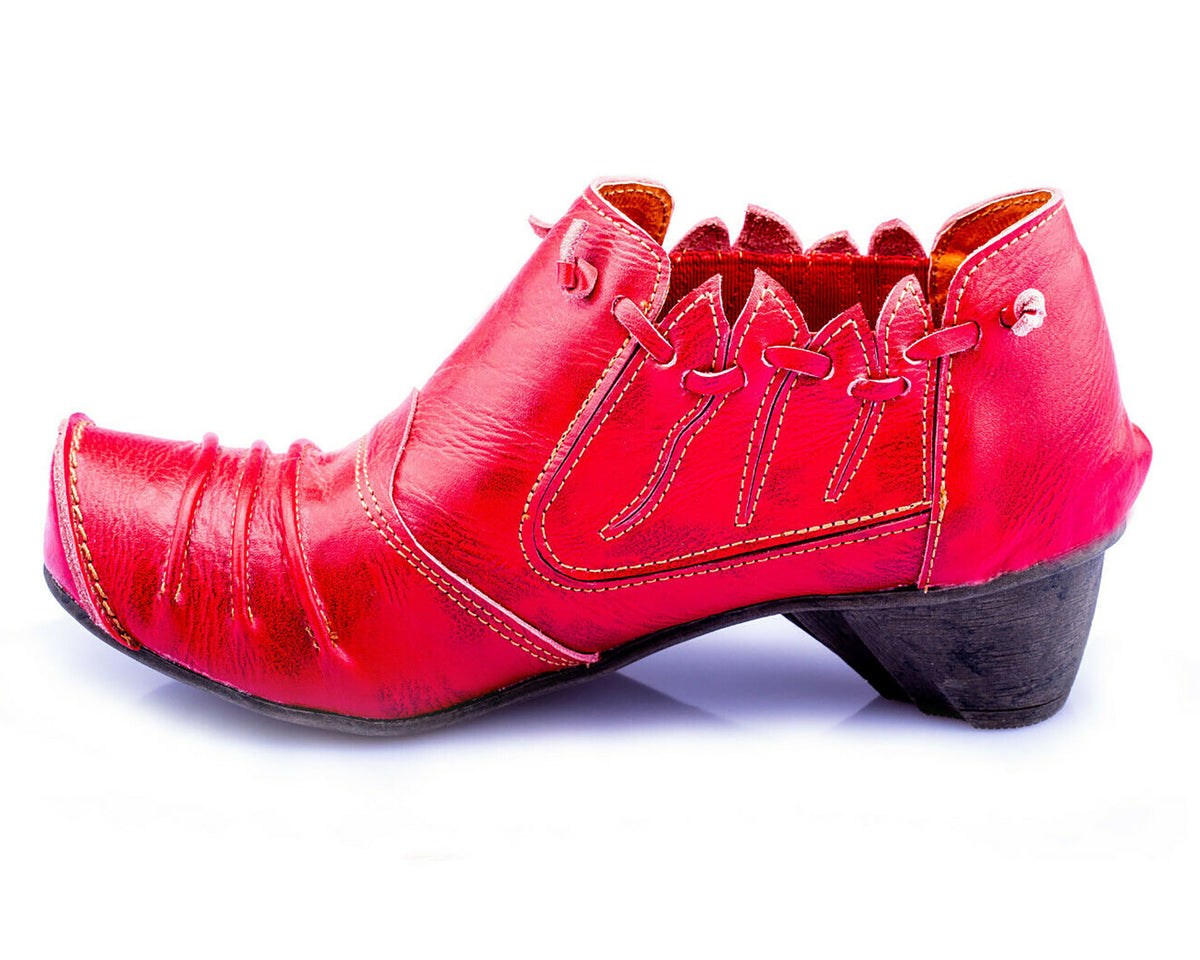 Damenschuhe | TMA 8668 | modischer Damen Halbschuh | Pumps | Slipper | Echtleder | rot | Größen 36 - 42