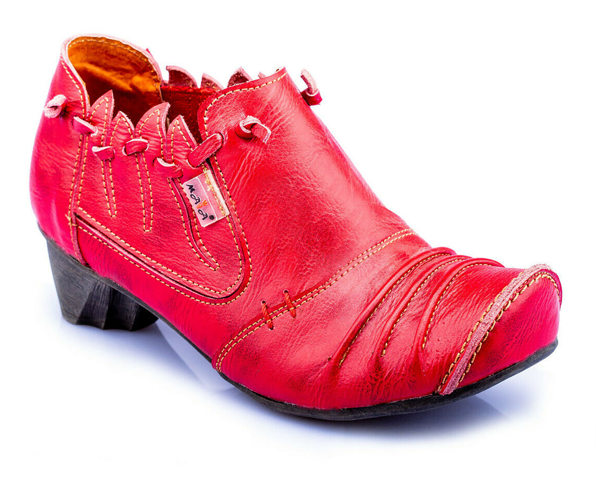 Damenschuhe | TMA 8668 | modischer Damen Halbschuh | Pumps | Slipper | Echtleder | rot | Größen 36 - 42