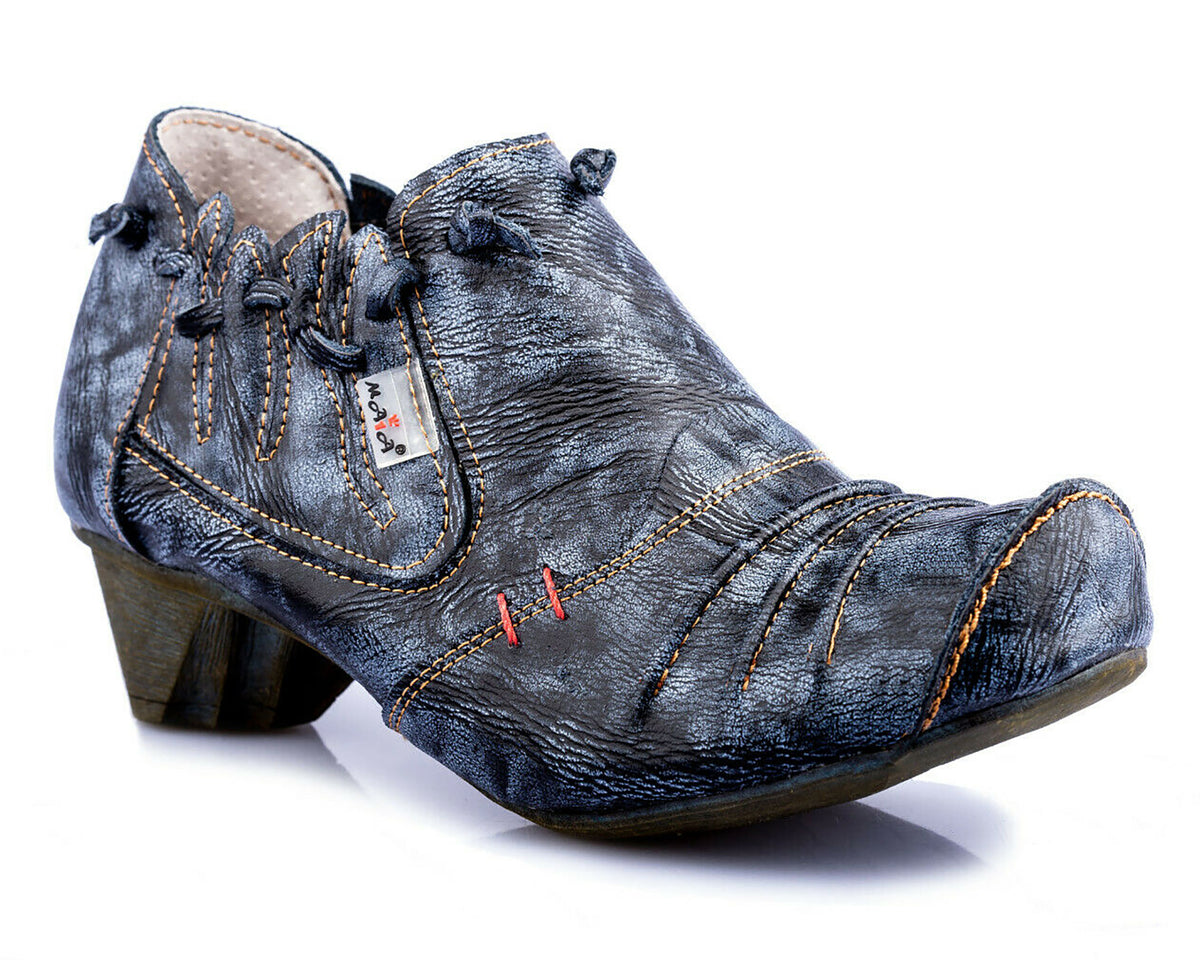 Damenschuhe | TMA 8668 | modischer Damen Halbschuh | Pumps | Slipper | Echtleder | schwarz | Größen 36 - 42