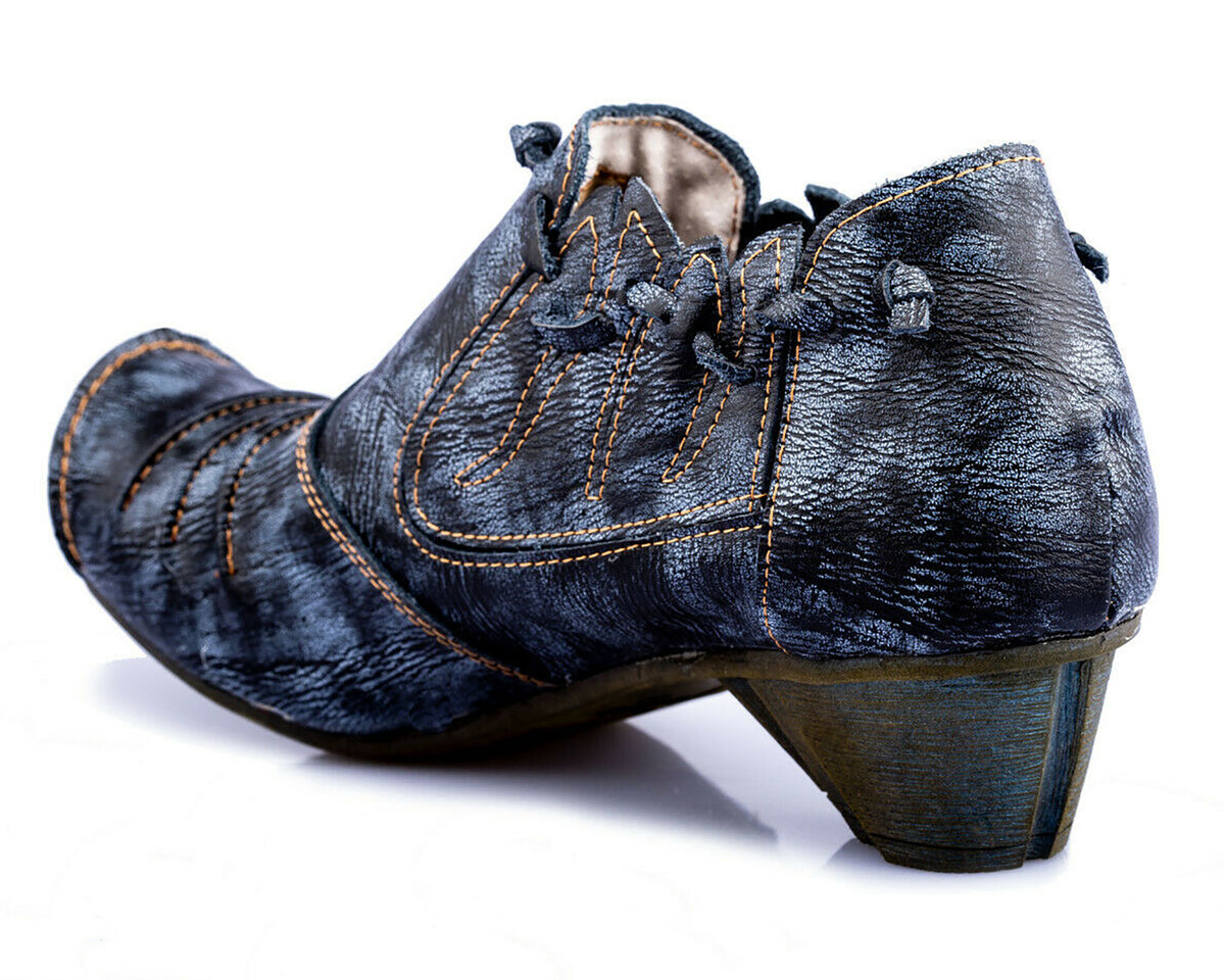 Damenschuhe | TMA 8668 | modischer Damen Halbschuh | Pumps | Slipper | Echtleder | schwarz | Größen 36 - 42