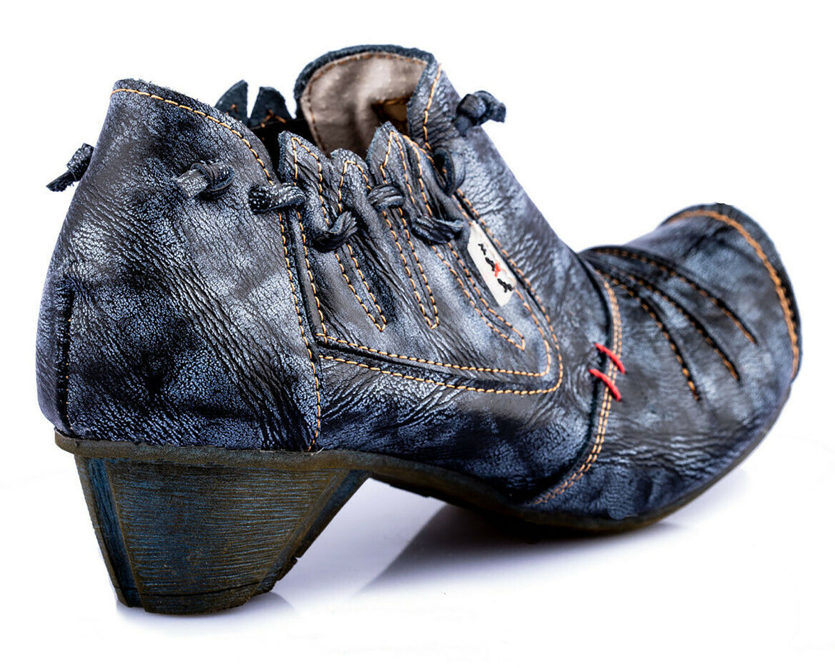 Damenschuhe | TMA 8668 | modischer Damen Halbschuh | Pumps | Slipper | Echtleder | schwarz | Größen 36 - 42