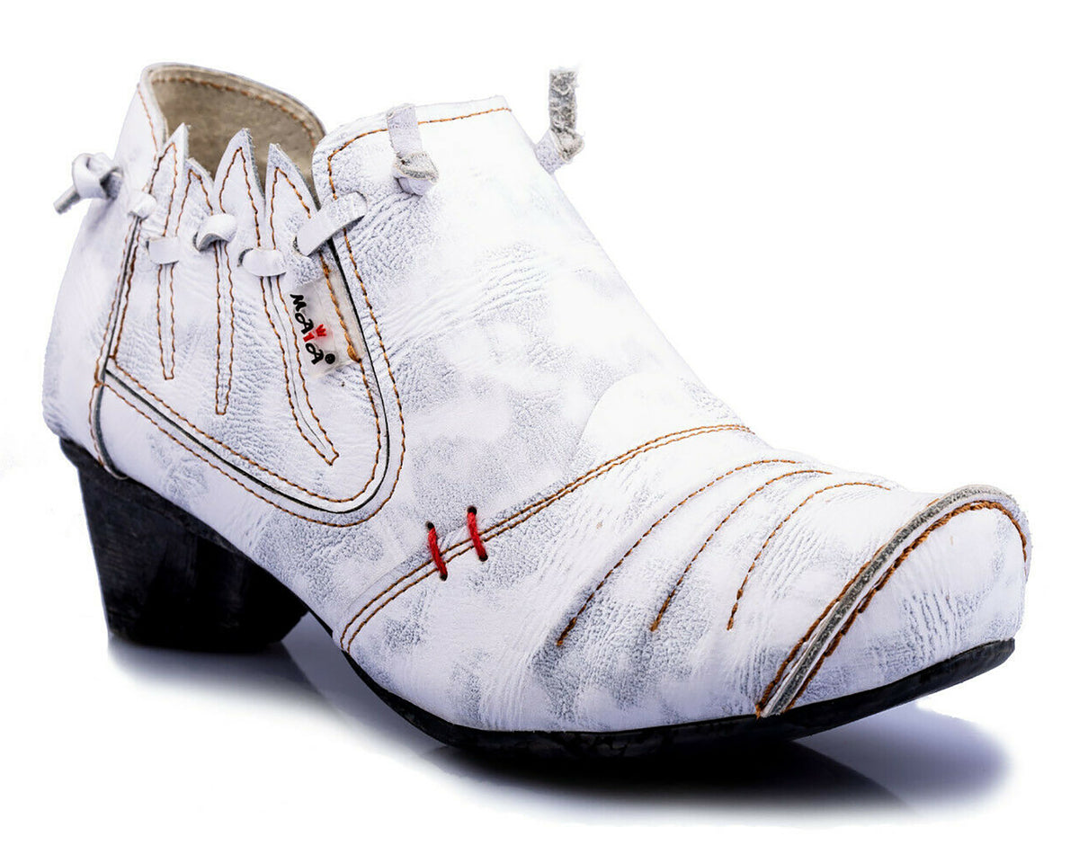 Damenschuhe | TMA 8668 | modischer Damen Halbschuh | Pumps | Slipper | Echtleder | weiß | Größen 36 - 42