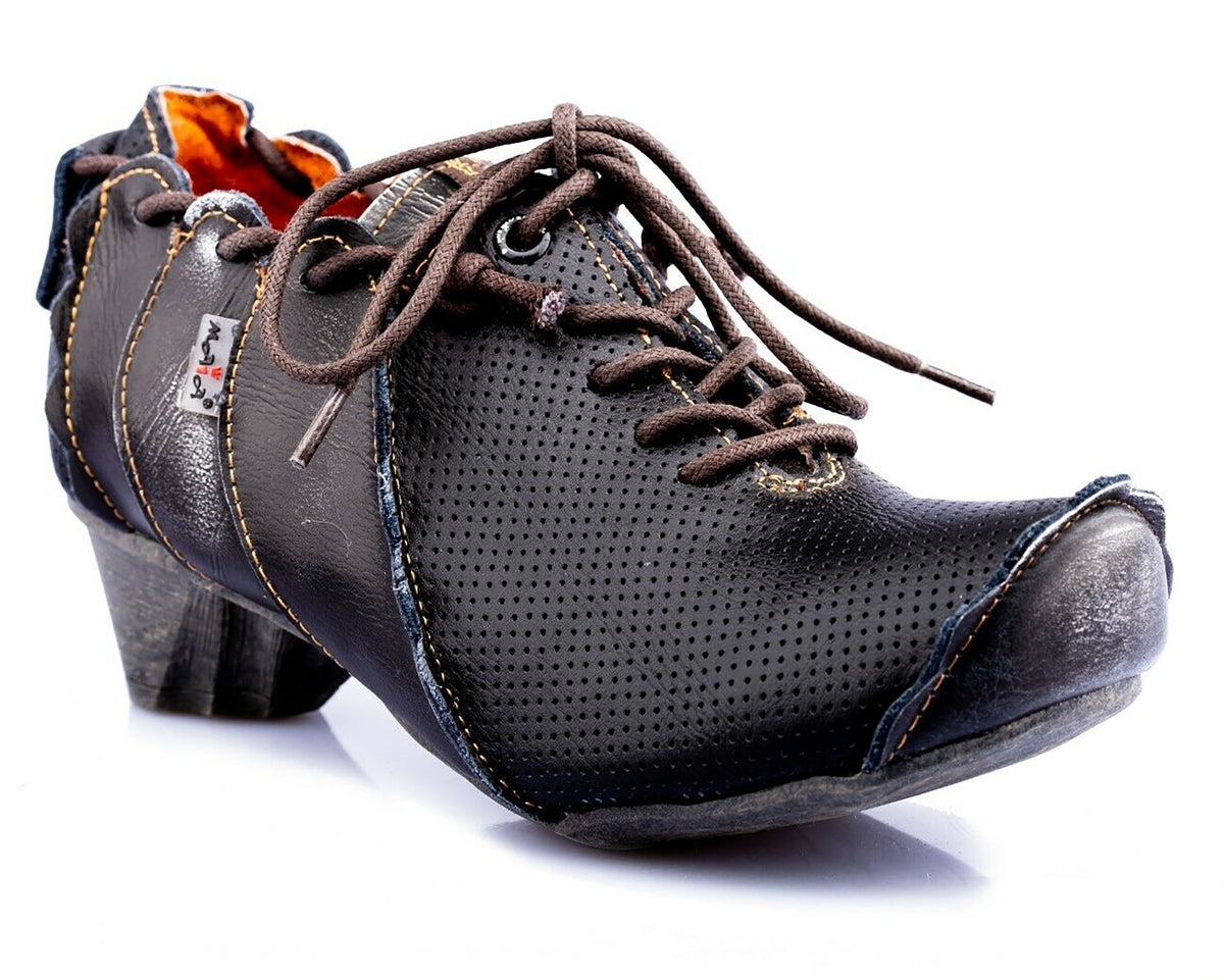 Damenschuhe | TMA 8677 | modischer Damen Halbschuh | Slipper | Echtleder | schwarz | Größen 36 - 42