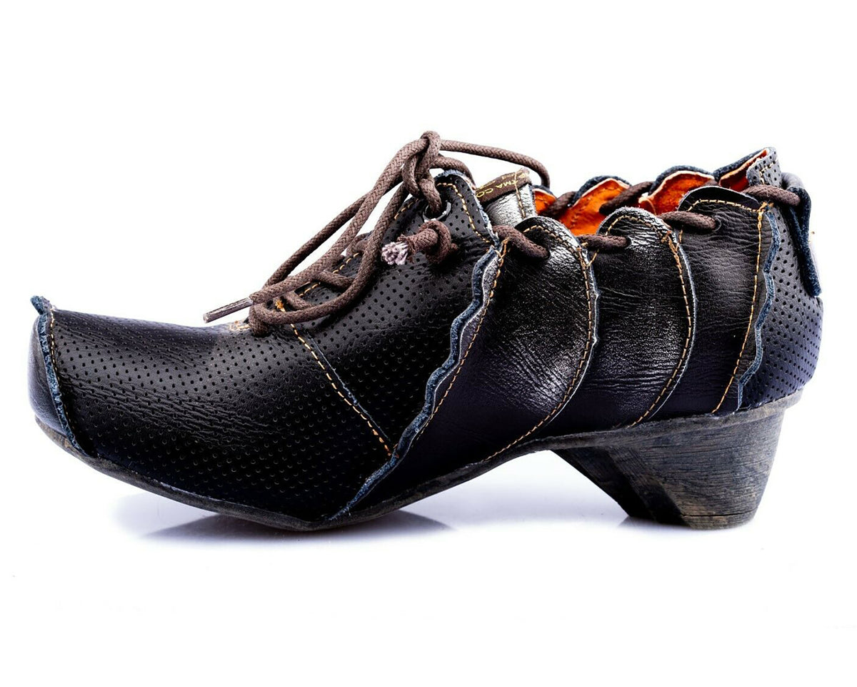 Damenschuhe | TMA 8677 | modischer Damen Halbschuh | Slipper | Echtleder | schwarz | Größen 36 - 42