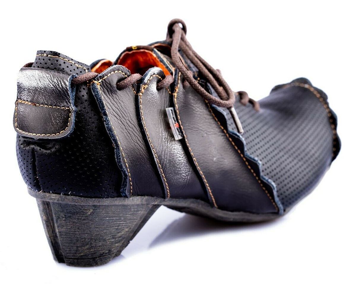 Damenschuhe | TMA 8677 | modischer Damen Halbschuh | Slipper | Echtleder | schwarz | Größen 36 - 42