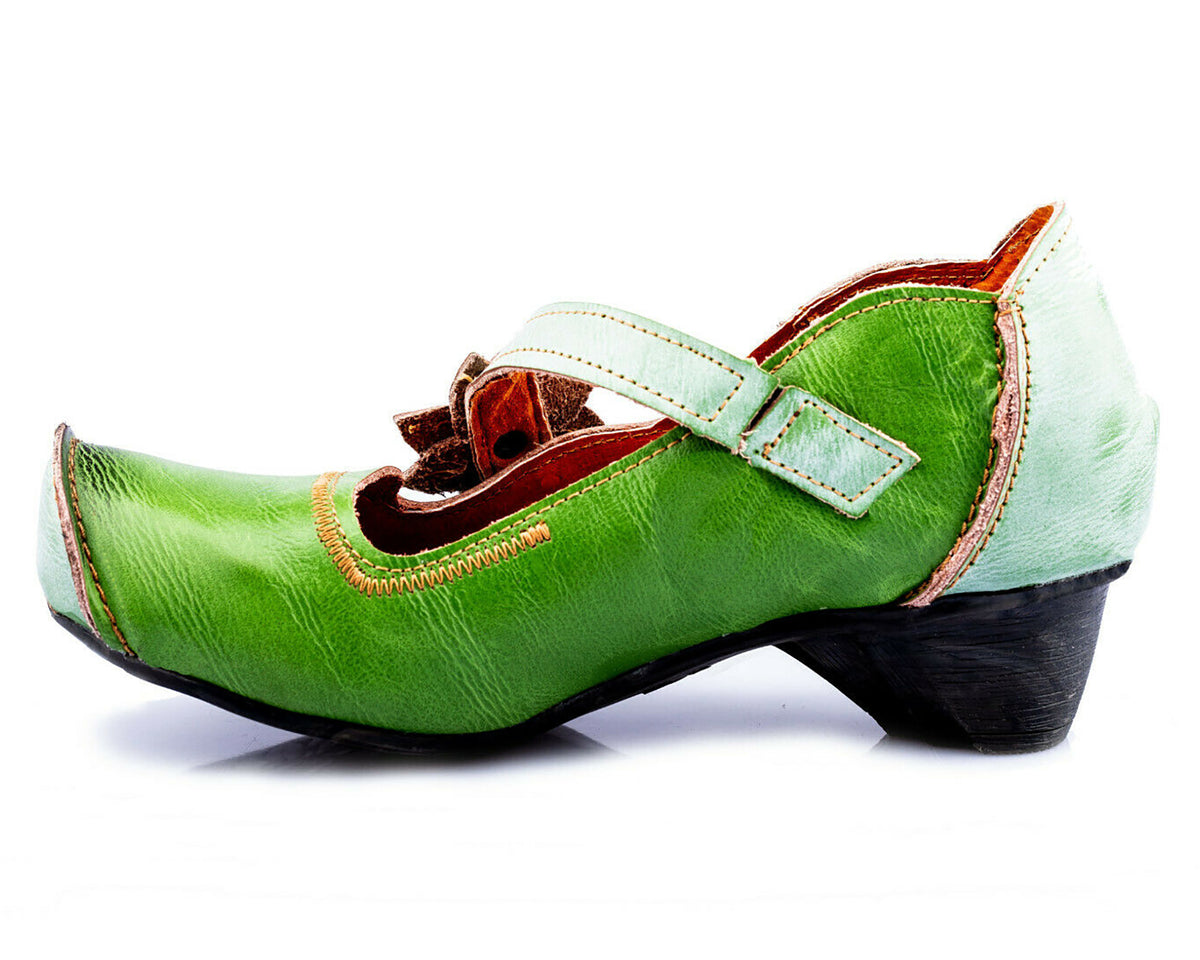 Pumps | TMA 8766 | Damen Halbschuhe mit Absatz | Echtleder Schuhe | grün | Größen 36 - 42