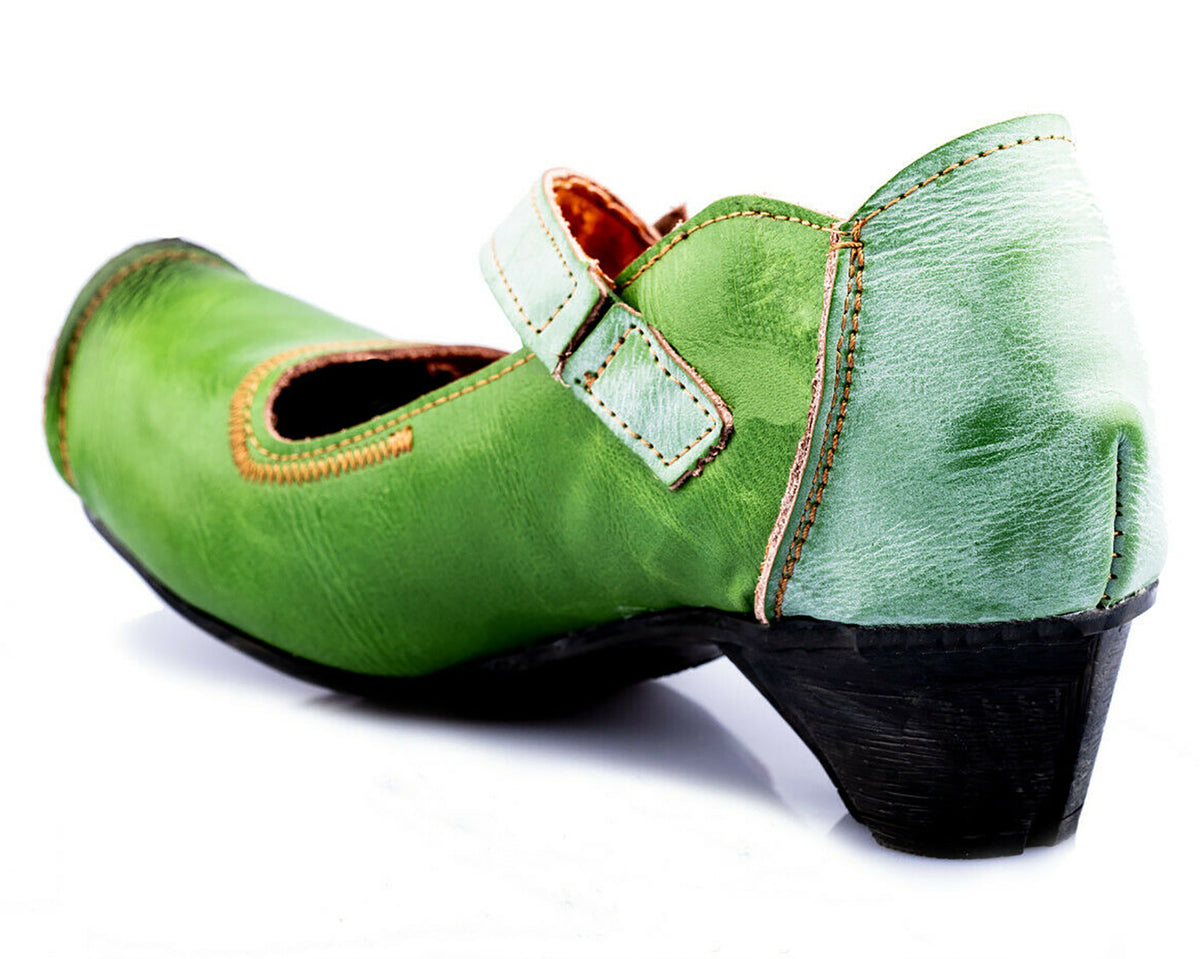 Pumps | TMA 8766 | Damen Halbschuhe mit Absatz | Echtleder Schuhe | grün | Größen 36 - 42