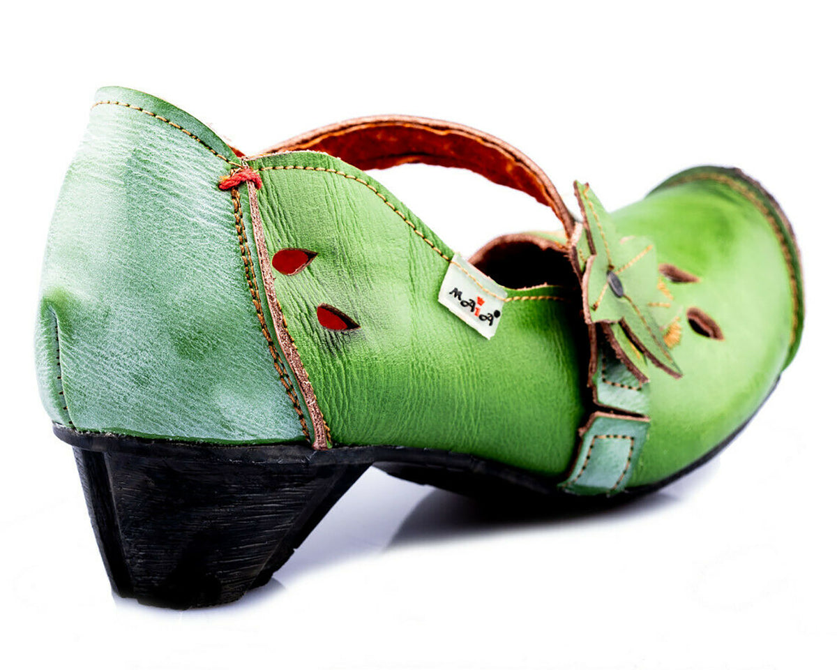 Pumps | TMA 8766 | Damen Halbschuhe mit Absatz | Echtleder Schuhe | grün | Größen 36 - 42