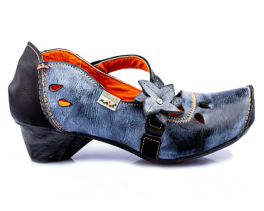 Pumps | TMA 8766 | Damen Halbschuhe mit Absatz | Echtleder Schuhe | schwarz | Größen 36 - 42