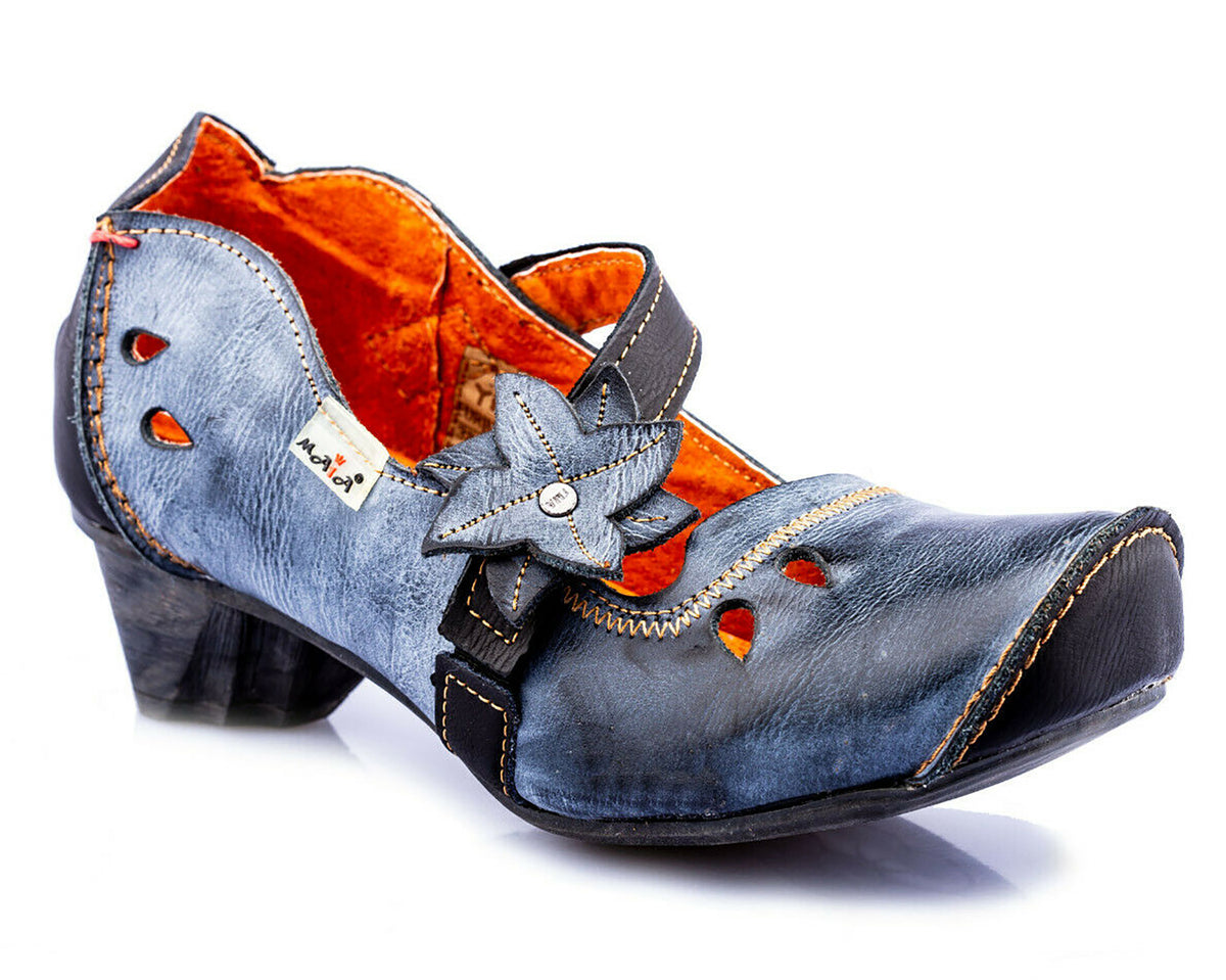 Pumps | TMA 8766 | Damen Halbschuhe mit Absatz | Echtleder Schuhe | schwarz | Größen 36 - 42