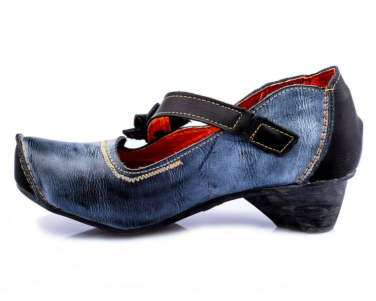 Pumps | TMA 8766 | Damen Halbschuhe mit Absatz | Echtleder Schuhe | schwarz | Größen 36 - 42