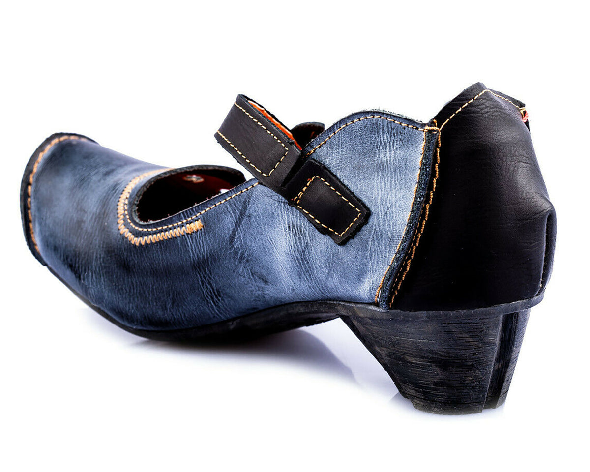 Pumps | TMA 8766 | Damen Halbschuhe mit Absatz | Echtleder Schuhe | schwarz | Größen 36 - 42