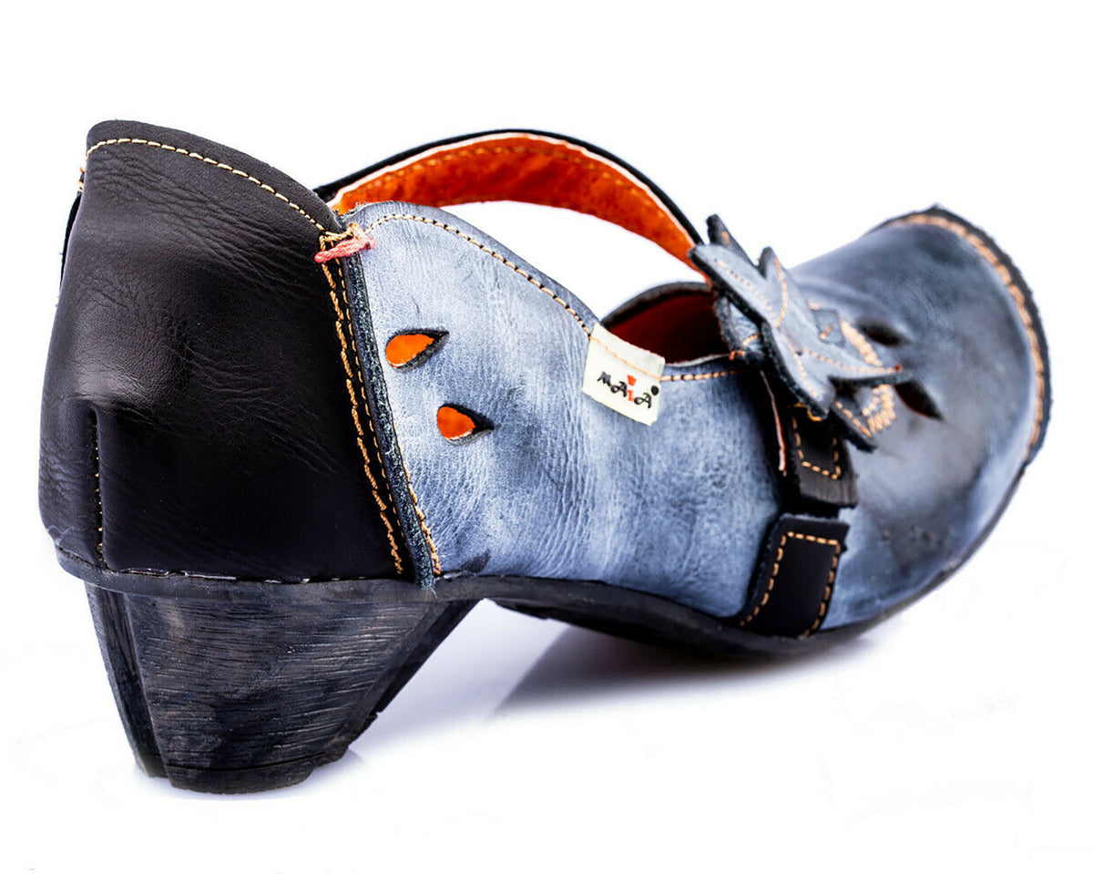 Pumps | TMA 8766 | Damen Halbschuhe mit Absatz | Echtleder Schuhe | schwarz | Größen 36 - 42
