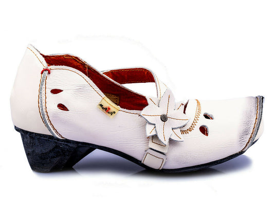 Pumps | TMA 8766 | Damen Halbschuhe mit Absatz | Echtleder Schuhe | weiß | Größen 36 - 42