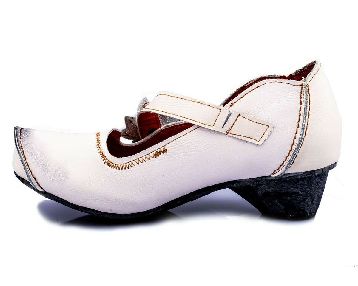 Pumps | TMA 8766 | Damen Halbschuhe mit Absatz | Echtleder Schuhe | weiß | Größen 36 - 42