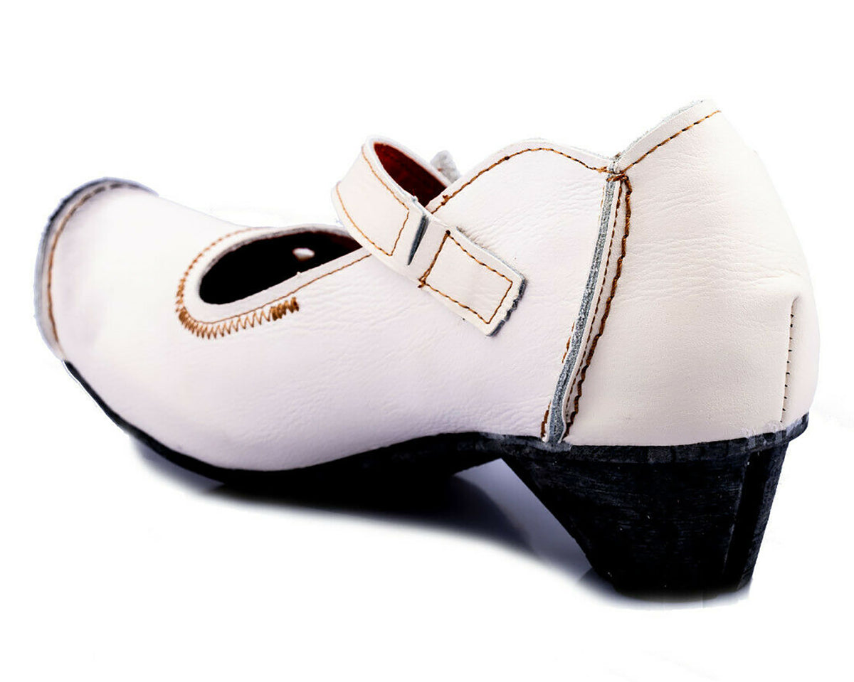 Pumps | TMA 8766 | Damen Halbschuhe mit Absatz | Echtleder Schuhe | weiß | Größen 36 - 42