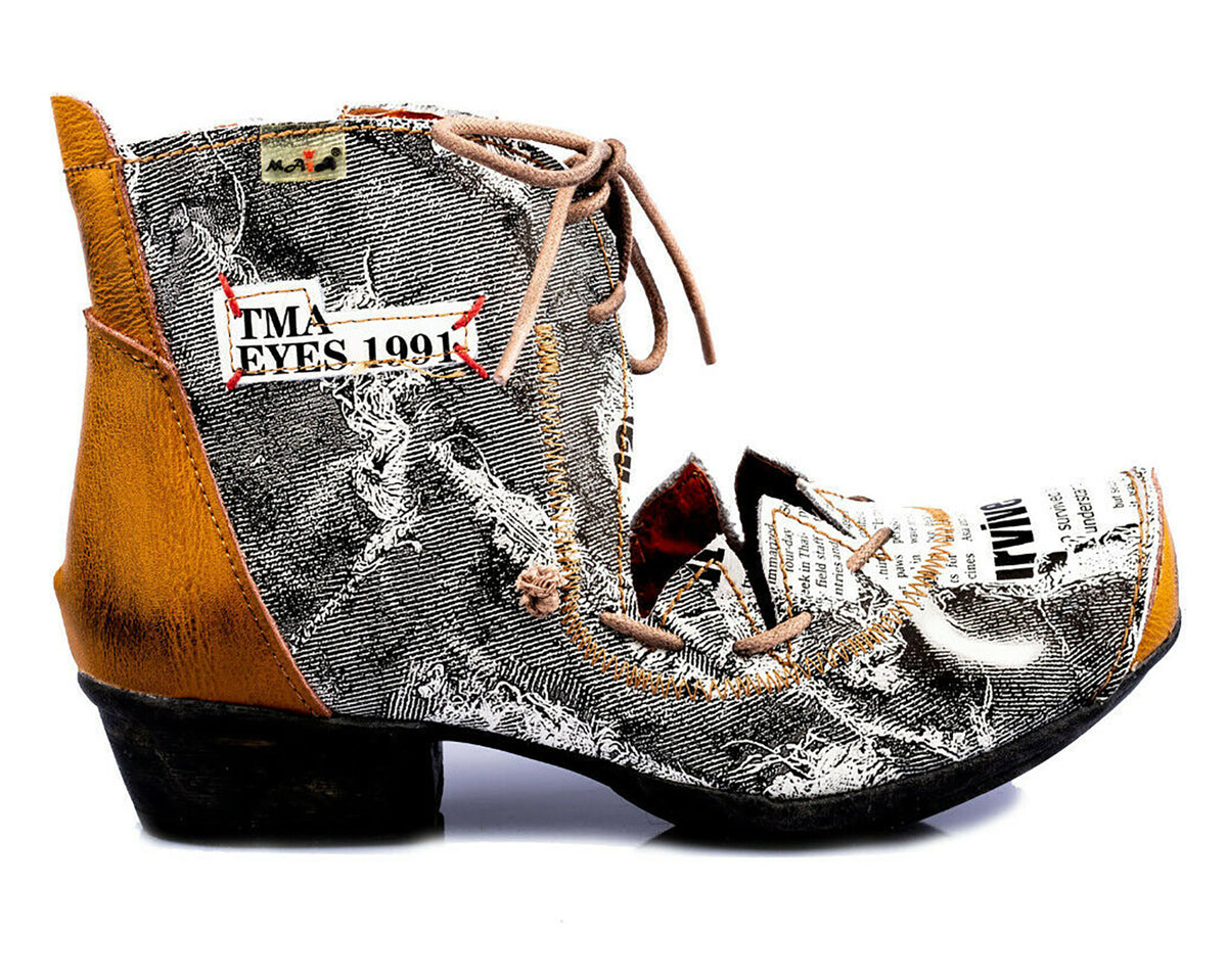 Damenschuhe | TMA 8778 | modischer Damen Halbschuh | Schnürer | Echtleder | braun | Größen 36 - 42