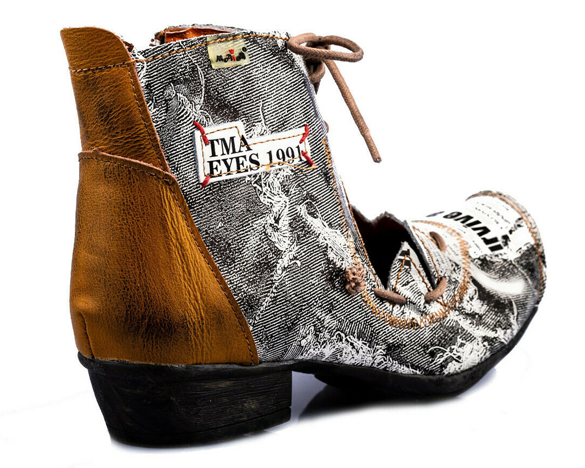 Damenschuhe | TMA 8778 | modischer Damen Halbschuh | Schnürer | Echtleder | braun | Größen 36 - 42