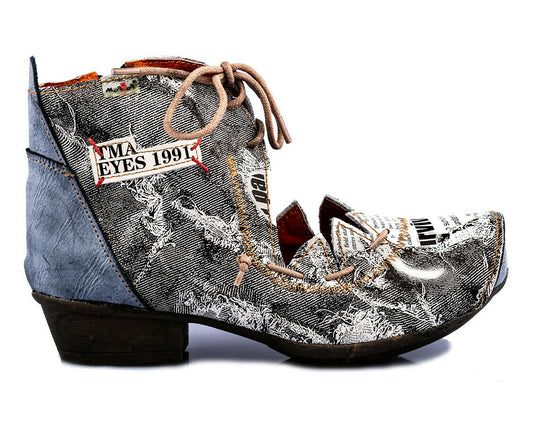Damenschuhe | TMA 8778 | modischer Damen Halbschuh | Schnürer | Echtleder | schwarz | Größen 36 - 42