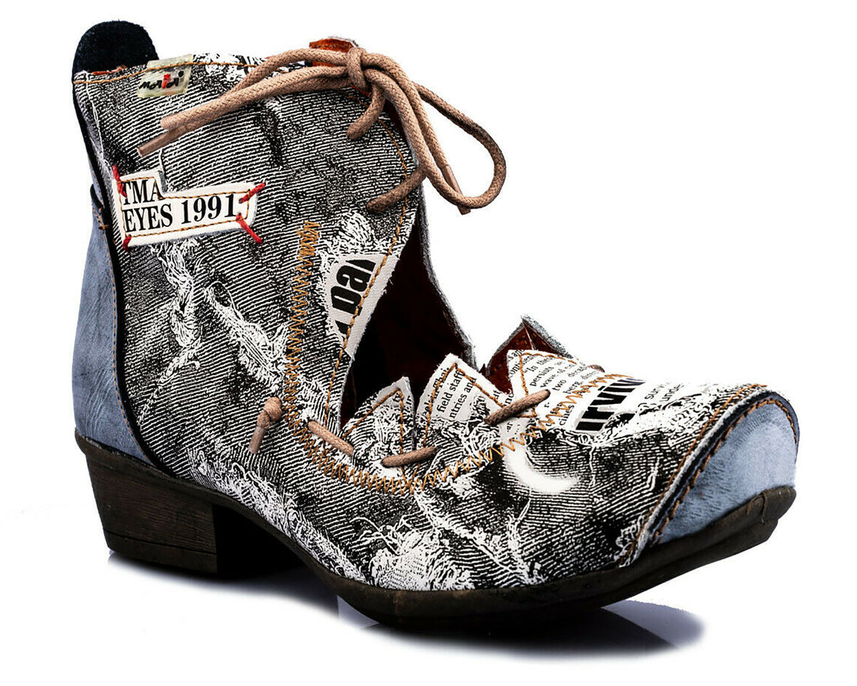 Damenschuhe | TMA 8778 | modischer Damen Halbschuh | Schnürer | Echtleder | schwarz | Größen 36 - 42