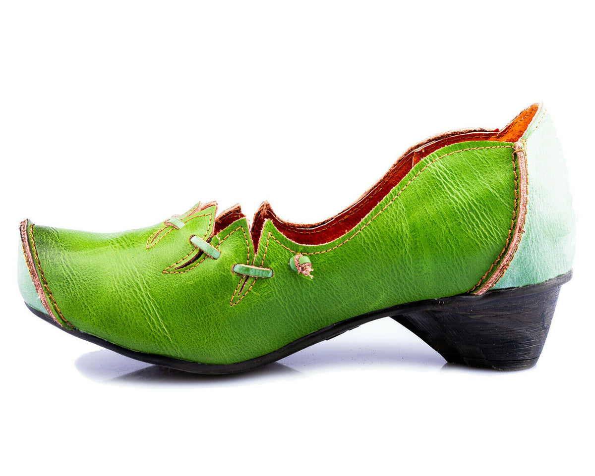 Pumps | TMA 8787 | Damen Halbschuhe mit Absatz | Echtleder Schuhe | grün | Größen 36 - 42