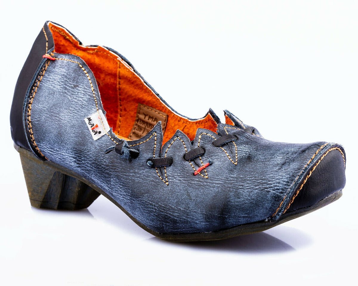 Pumps | TMA 8787 | Damen Halbschuhe mit Absatz | Echtleder Schuhe | schwarz | Größen 36 - 42