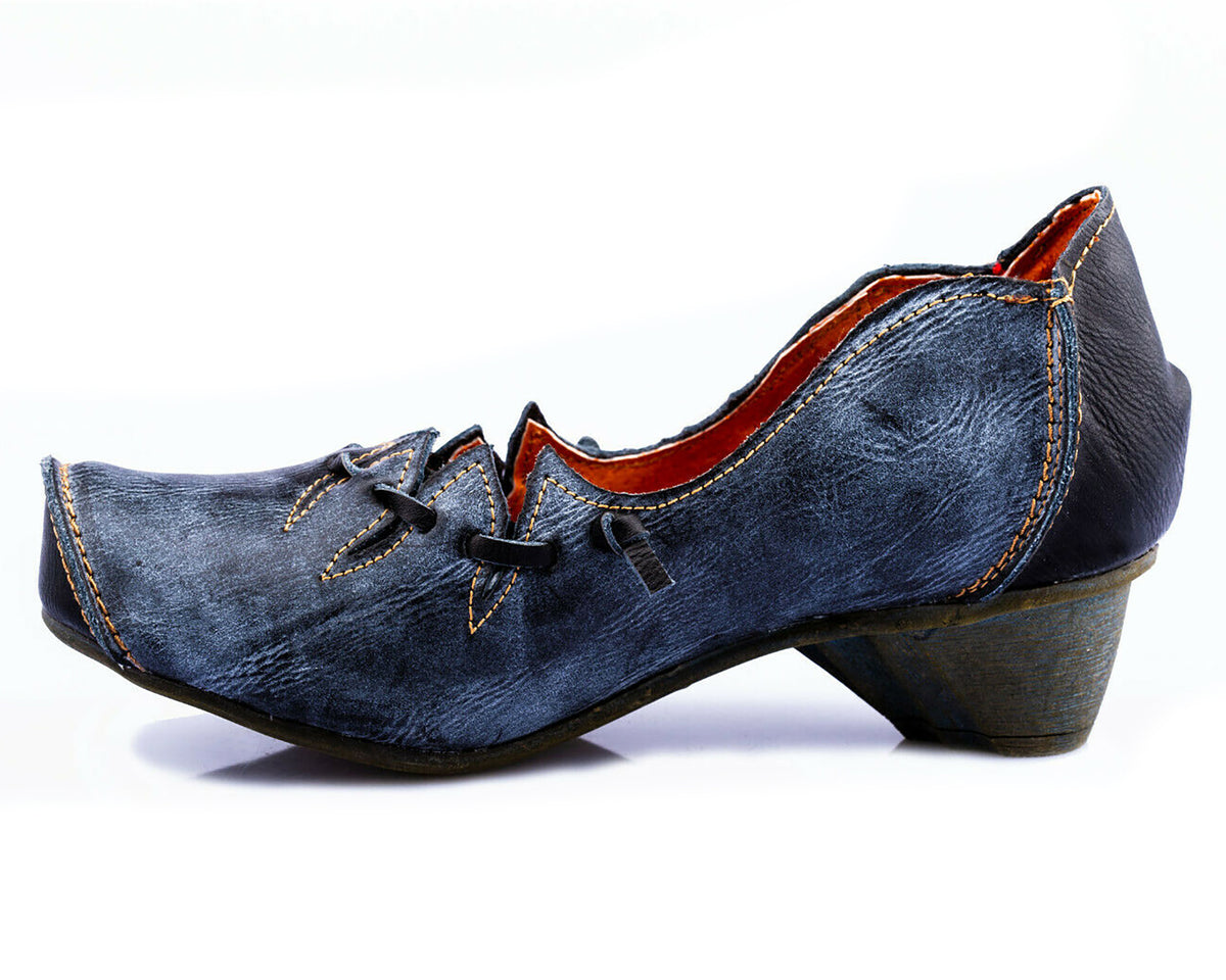 Pumps | TMA 8787 | Damen Halbschuhe mit Absatz | Echtleder Schuhe | schwarz | Größen 36 - 42