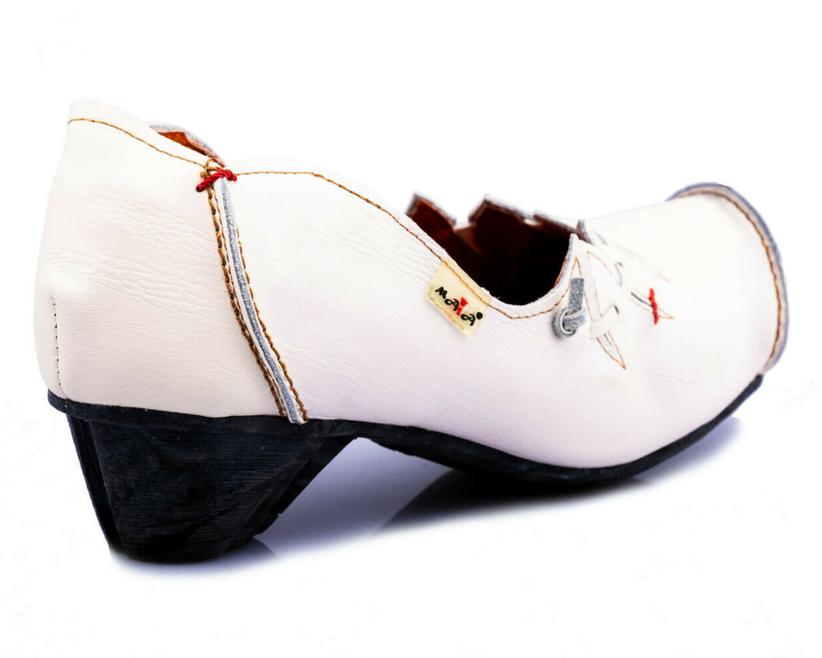 Pumps | TMA 8787 | Damen Halbschuhe mit Absatz | Echtleder Schuhe | weiß | Größen 36 - 42