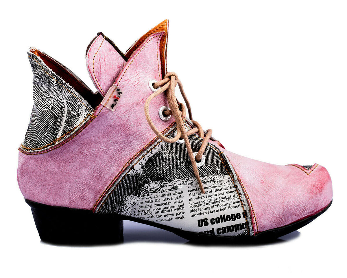 Damenschuhe | TMA 8818 | modischer Damen Halbschuh | Boots | Schnürer | Echtleder | rot | Größen 36 - 42