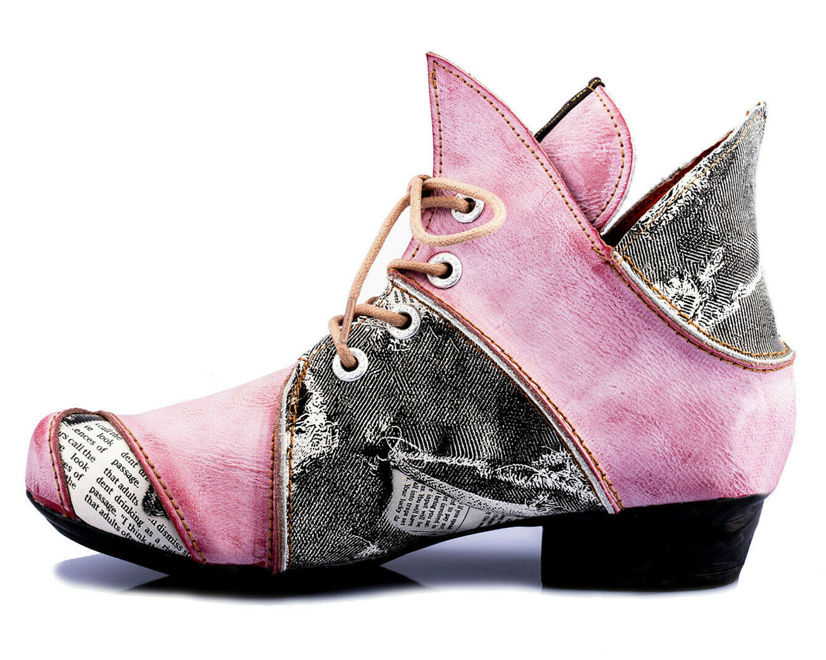 Damenschuhe | TMA 8818 | modischer Damen Halbschuh | Boots | Schnürer | Echtleder | rot | Größen 36 - 42