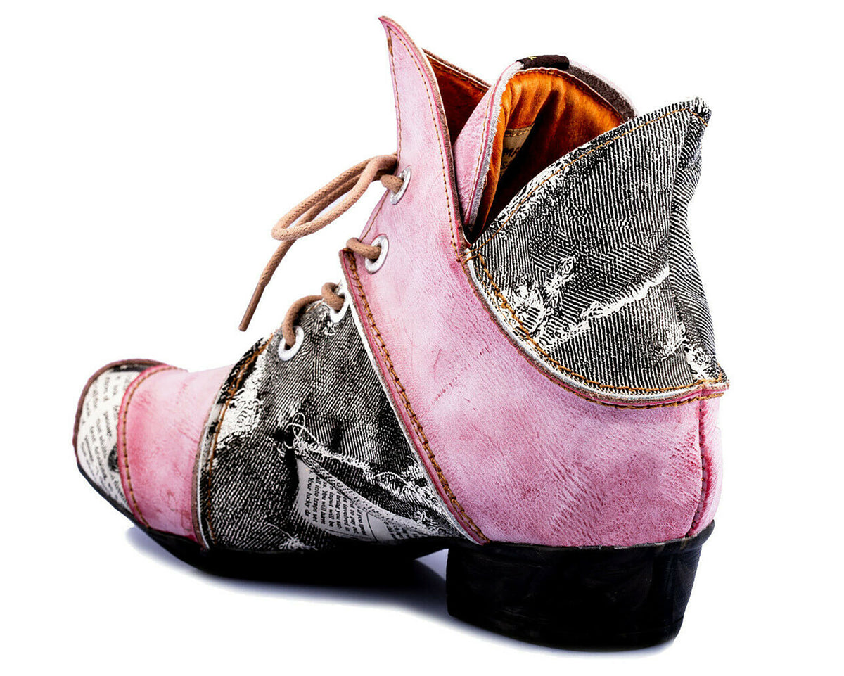 Damenschuhe | TMA 8818 | modischer Damen Halbschuh | Boots | Schnürer | Echtleder | rot | Größen 36 - 42