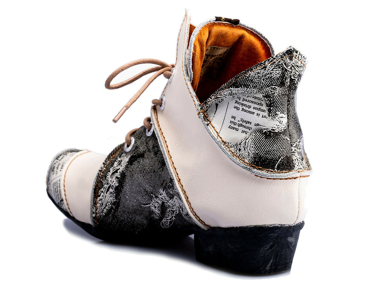 Damenschuhe | TMA 8818 | modischer Damen Halbschuh | Boots | Schnürer | Echtleder | weiss | Größen 36 - 42