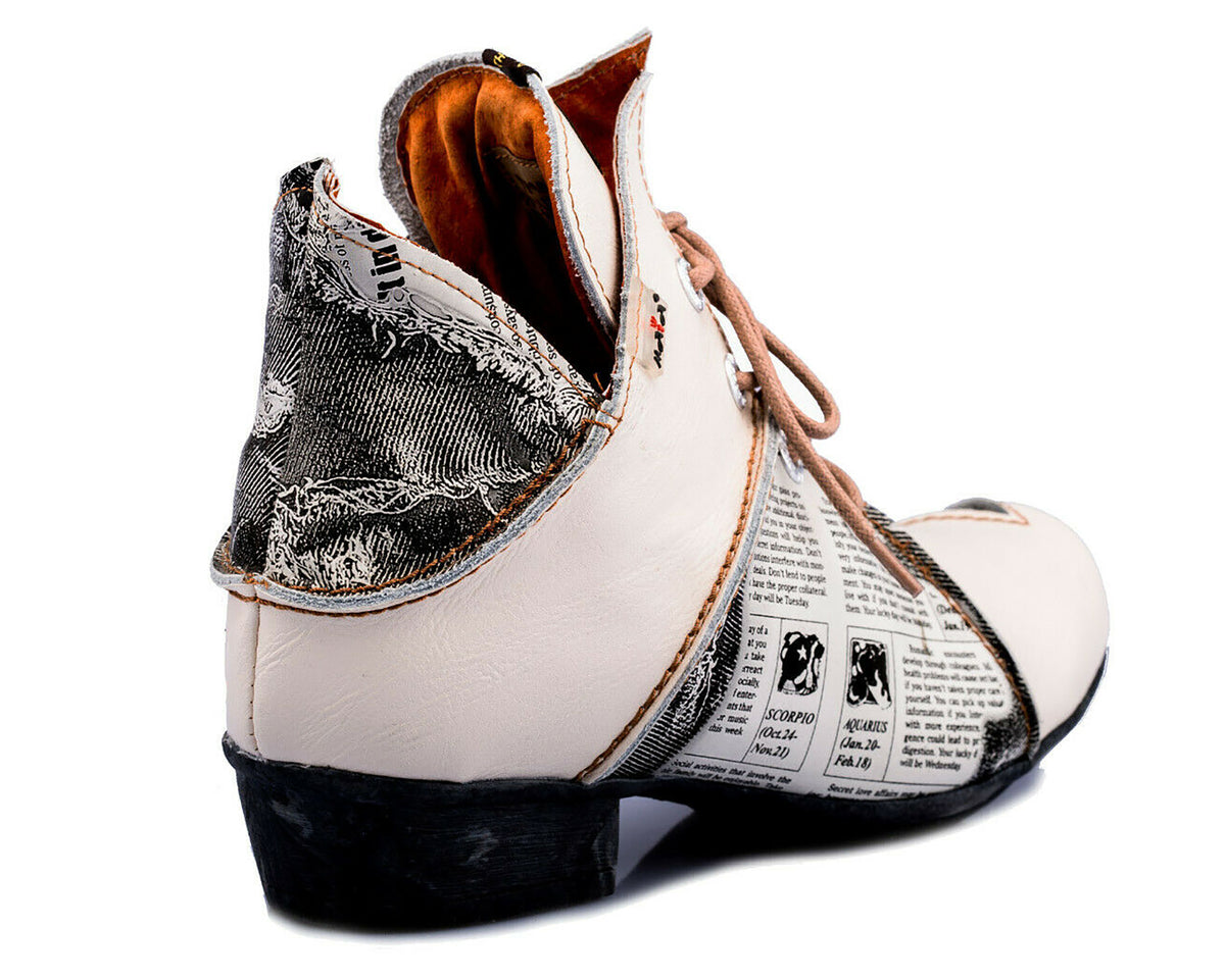 Damenschuhe | TMA 8818 | modischer Damen Halbschuh | Boots | Schnürer | Echtleder | weiss | Größen 36 - 42