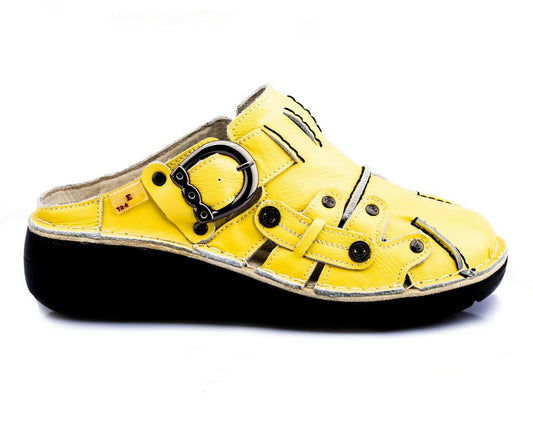 Damen Sandalen | TMA 8890 | Sandaletten | Clogs | Echtleder | gelb | Größen 36 - 42