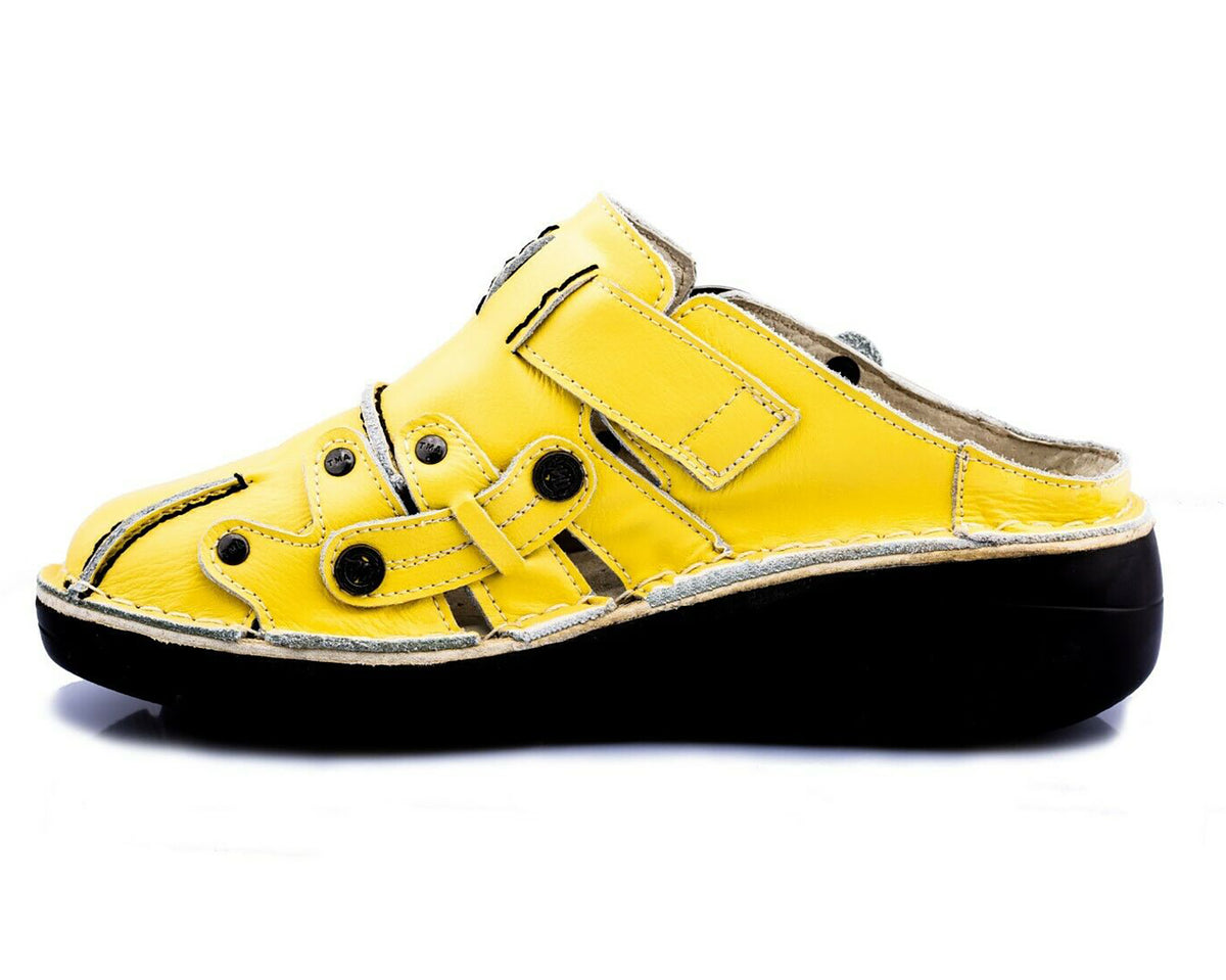 Damen Sandalen | TMA 8890 | Sandaletten | Clogs | Echtleder | gelb | Größen 36 - 42