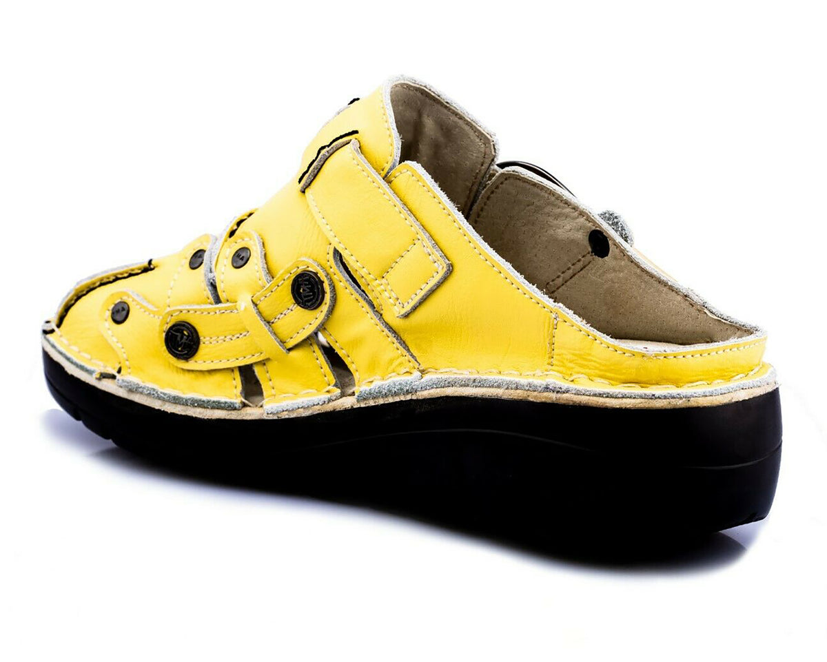 Damen Sandalen | TMA 8890 | Sandaletten | Clogs | Echtleder | gelb | Größen 36 - 42
