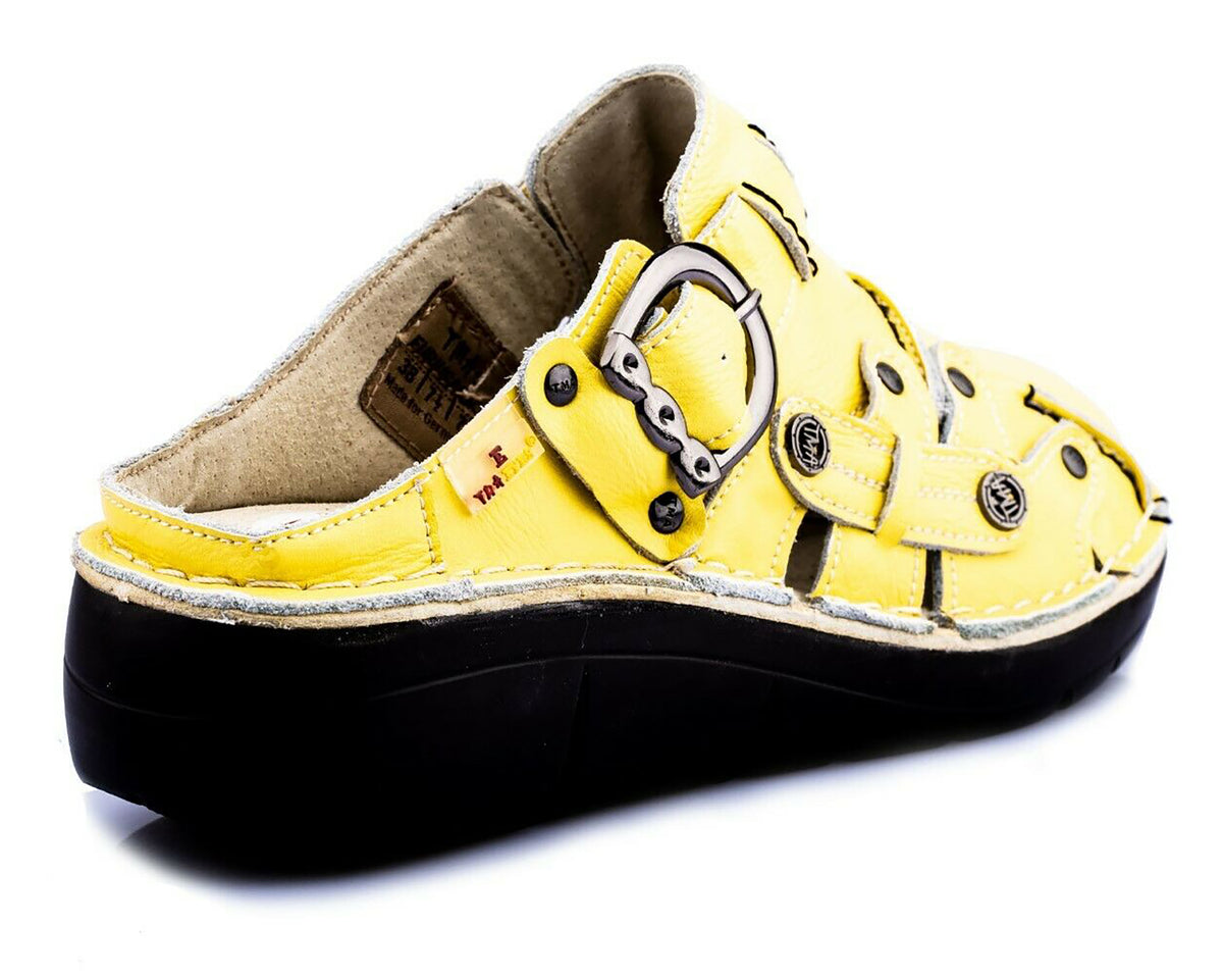 Damen Sandalen | TMA 8890 | Sandaletten | Clogs | Echtleder | gelb | Größen 36 - 42