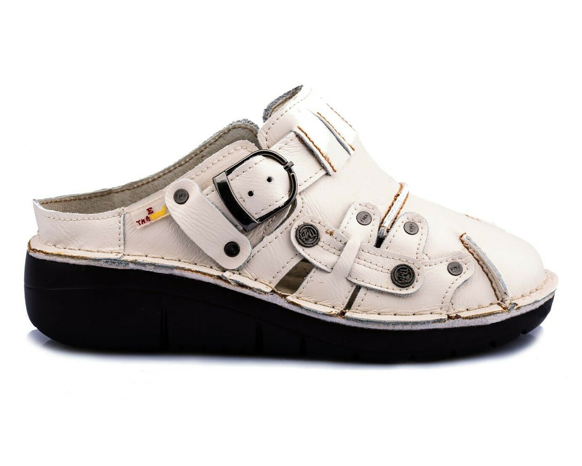 Damen Sandalen | TMA 8890 | Sandaletten | Clogs | Echtleder | weiß | Größen 36 - 42