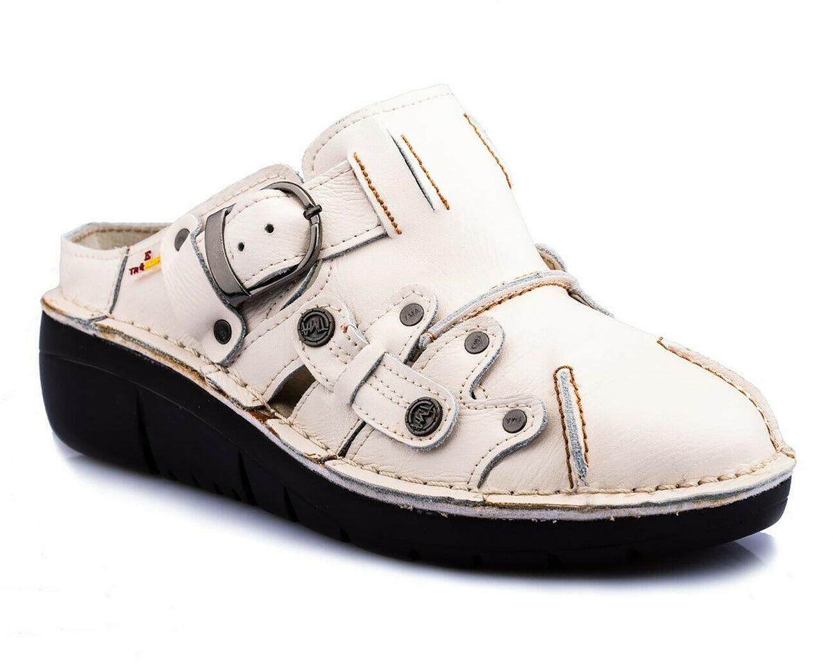 Damen Sandalen | TMA 8890 | Sandaletten | Clogs | Echtleder | weiß | Größen 36 - 42